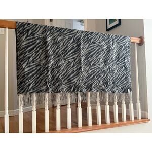 Caroline Grace Zebra Wool Cashmere Fringe Throw Blanket 51x54
